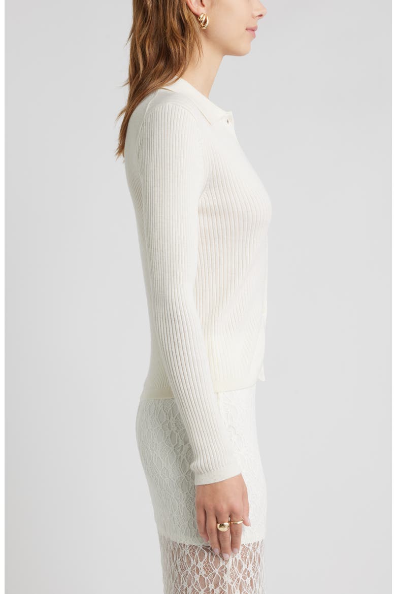 Collared Merino Wool Cardigan, Alternate, color, WHITE WHISPER