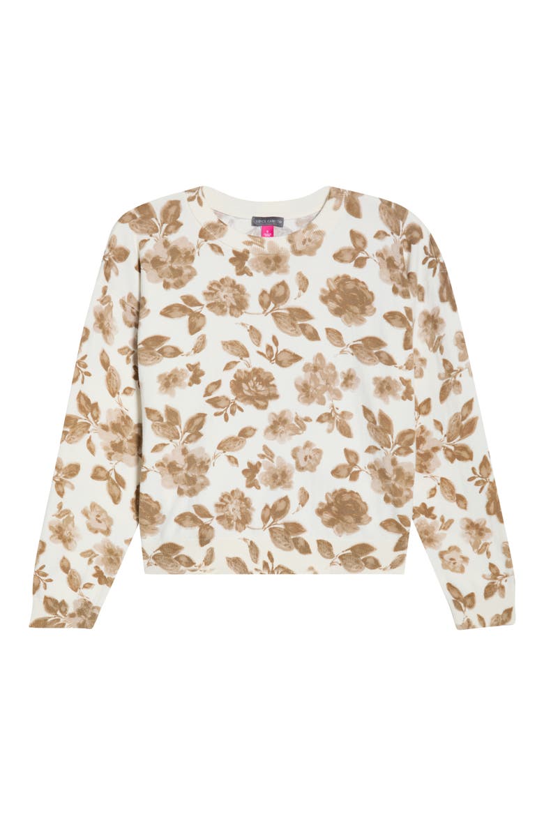 Floral Cotton Sweater, Alternate, color, CAMEL
