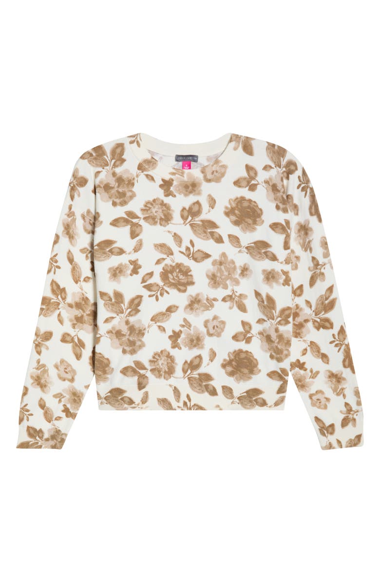 Vince Camuto Floral Cotton Sweater, Main, color, Camel