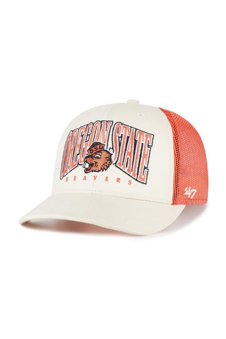 Men's '47  Natural Oregon State Beavers Drawbridge Trucker Adjustable Hat, Main, color, Natural