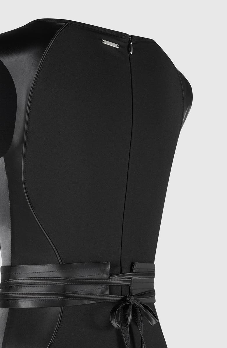 Manière De Voir Satin Contour Flared Jumpsuit, Alternate, color, Black