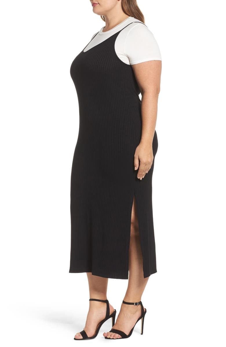 Soprano Layered Tee & Midi Slipdress, Alternate, color, 