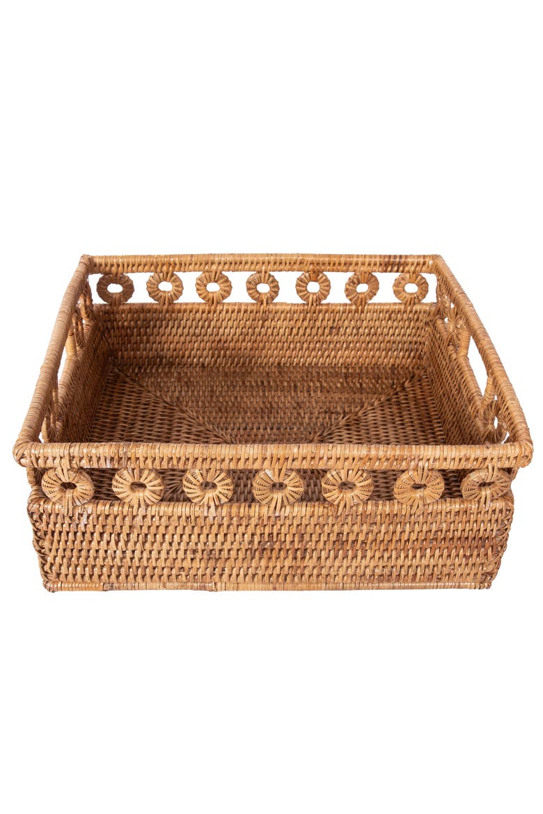 Artifacts Rattan Inna Design Rectangle Basket with Cutout Handles, Alternate, color, Honey Brown