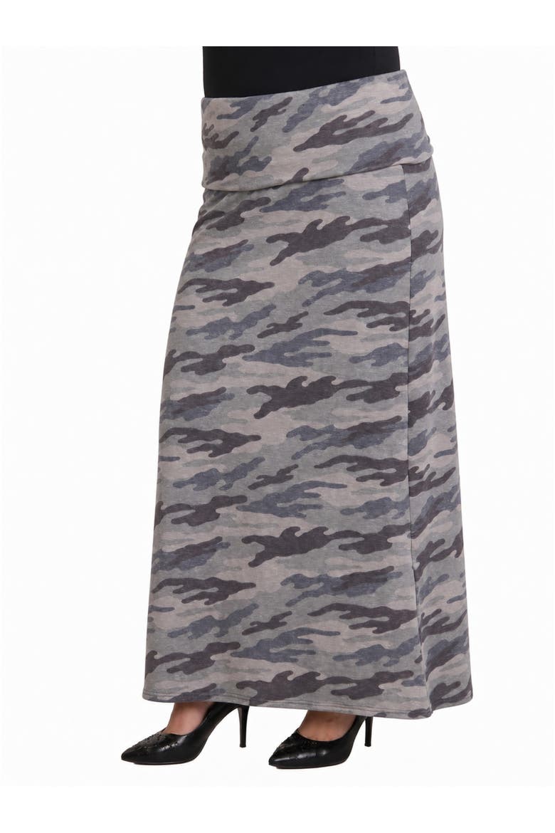Essential Curvy Geometric Bell Bottom Foldover Waist Sweatpants, Alternate, color, Grey Multi