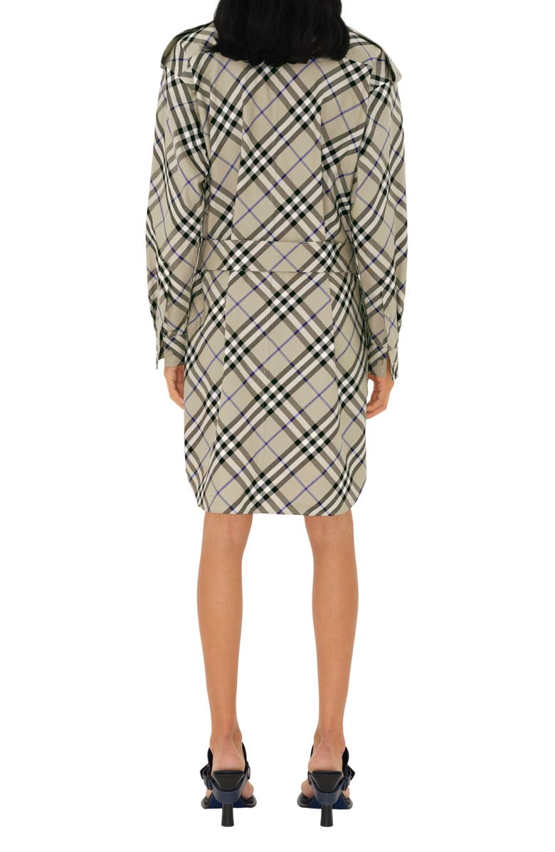 Burberry Check Long Sleeve Belted Cotton Twill Shirtdress, Alternate, color, 