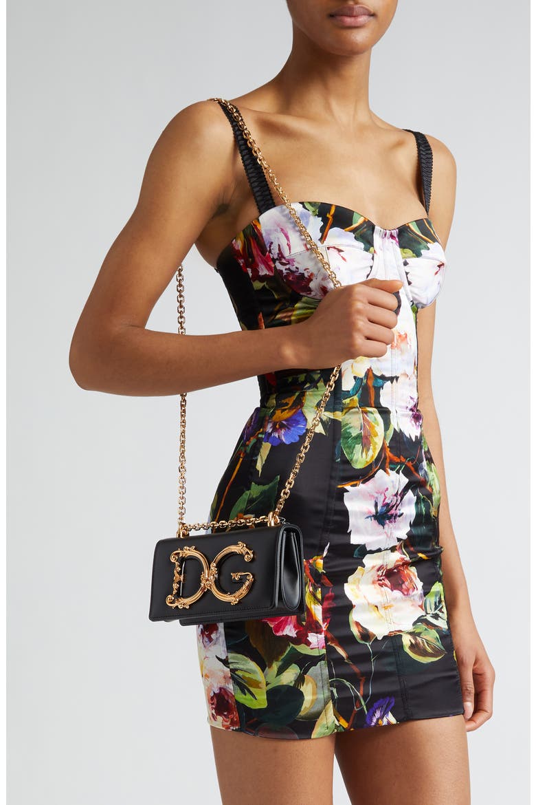 Rose Garden Print Satin Corset Mini Dress, Alternate, color, NERO