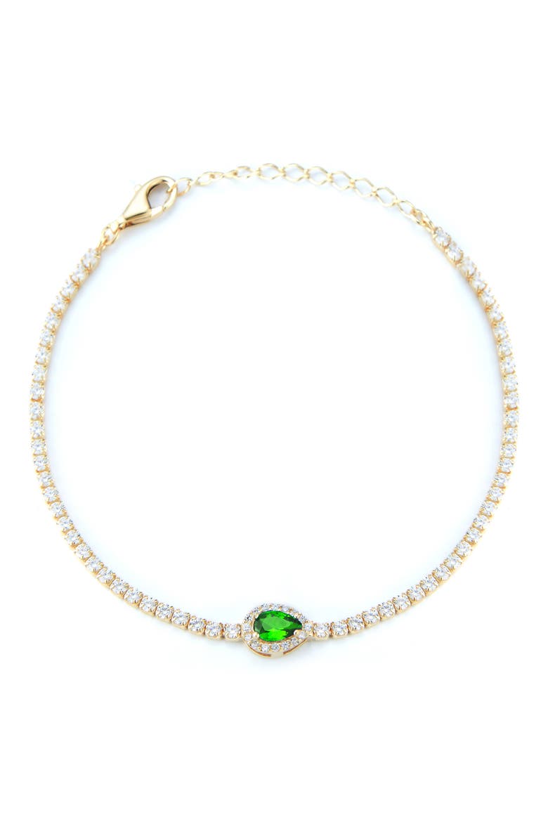 Pear Cut CZ Tennis Bracelet, Main, color, GOLD/ GREEN