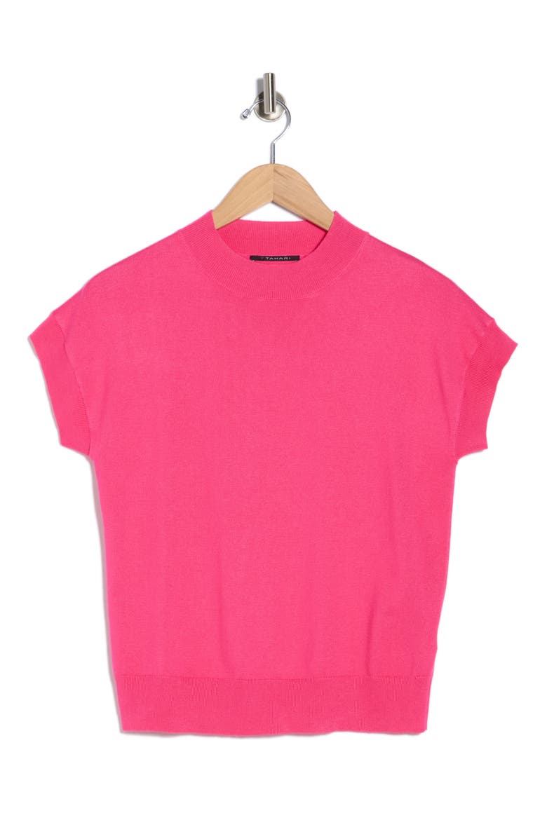 Short Sleeve Crew Sweater, Alternate, color, FUCHSIA