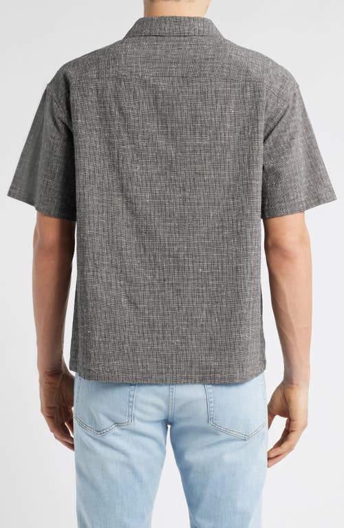 Frame Textured Short Sleeve Button-up Shirt In Black Multi