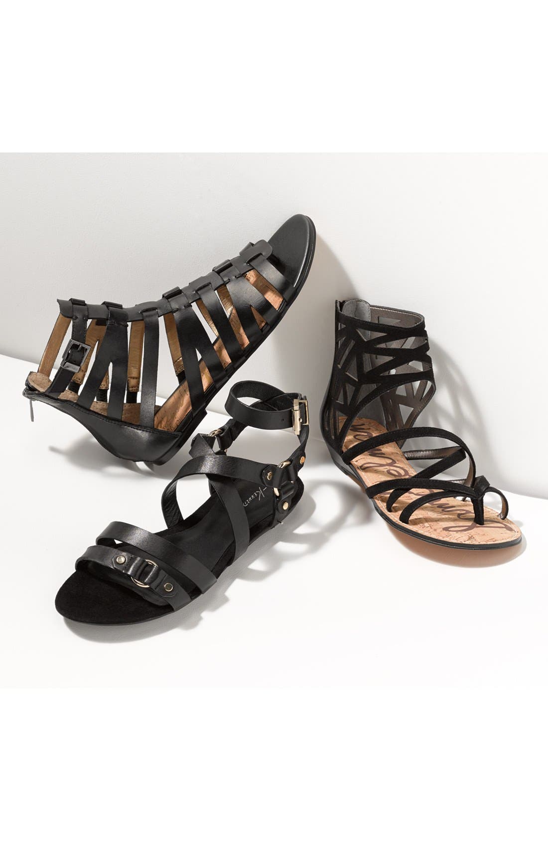 'Dana' Leather Sandal, Alternate, color, BLACK