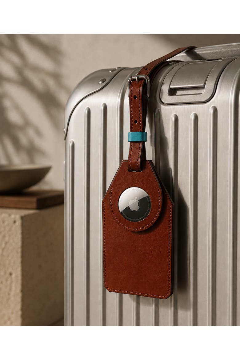 The Toscano Italian Leather AirTag Luggage Tag, Alternate, color, Tan