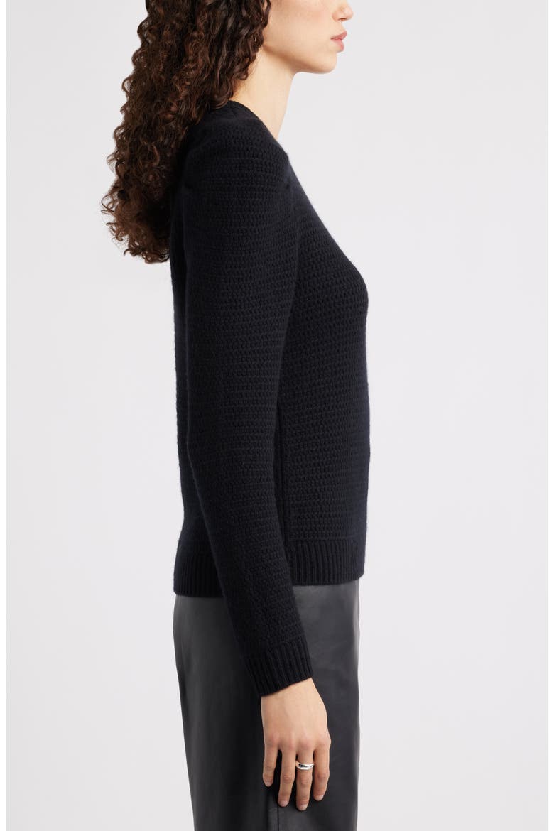 Wool & Cashmere Puff Sleeve Sweater, Alternate, color, BLACK ROCK
