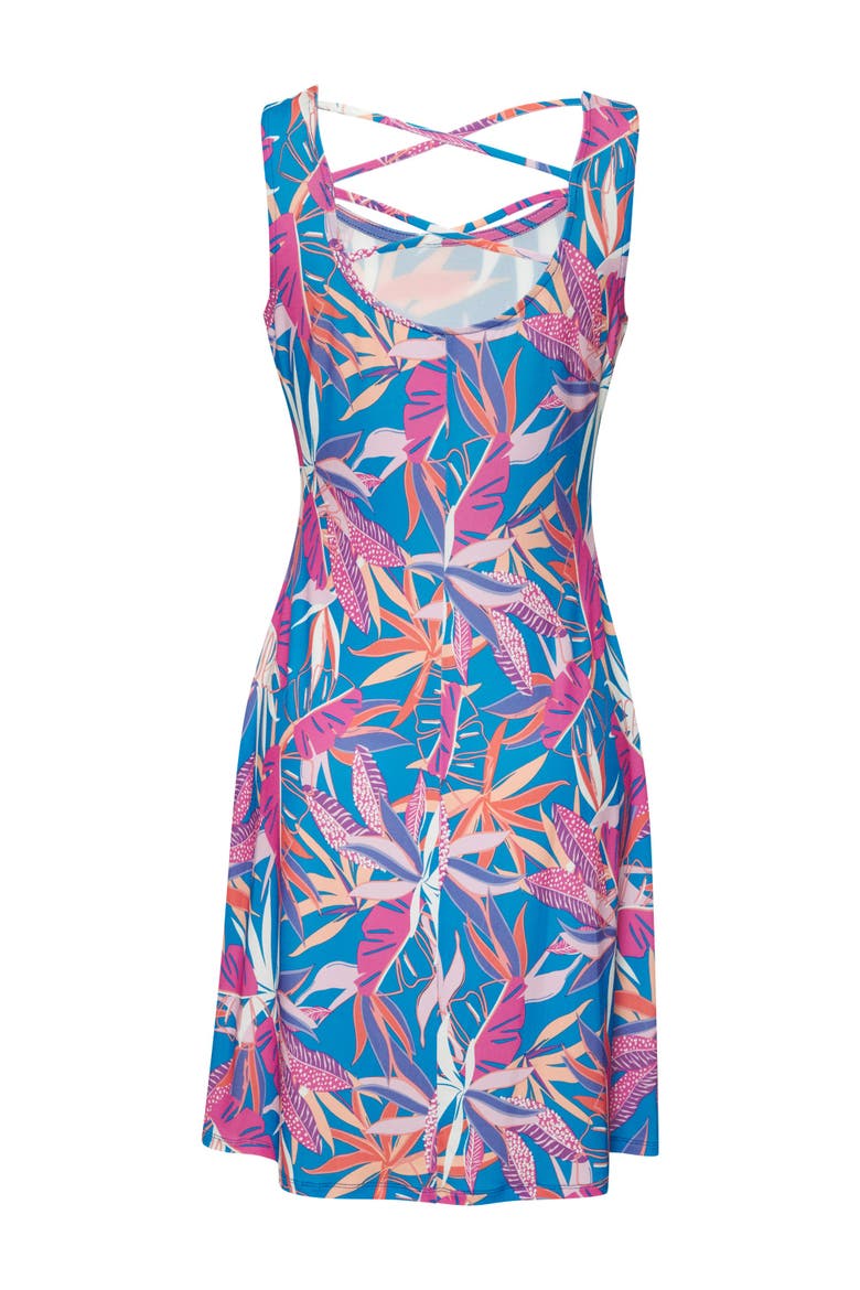 Strappy Back Print Dress, Alternate, color, Blue & Pink