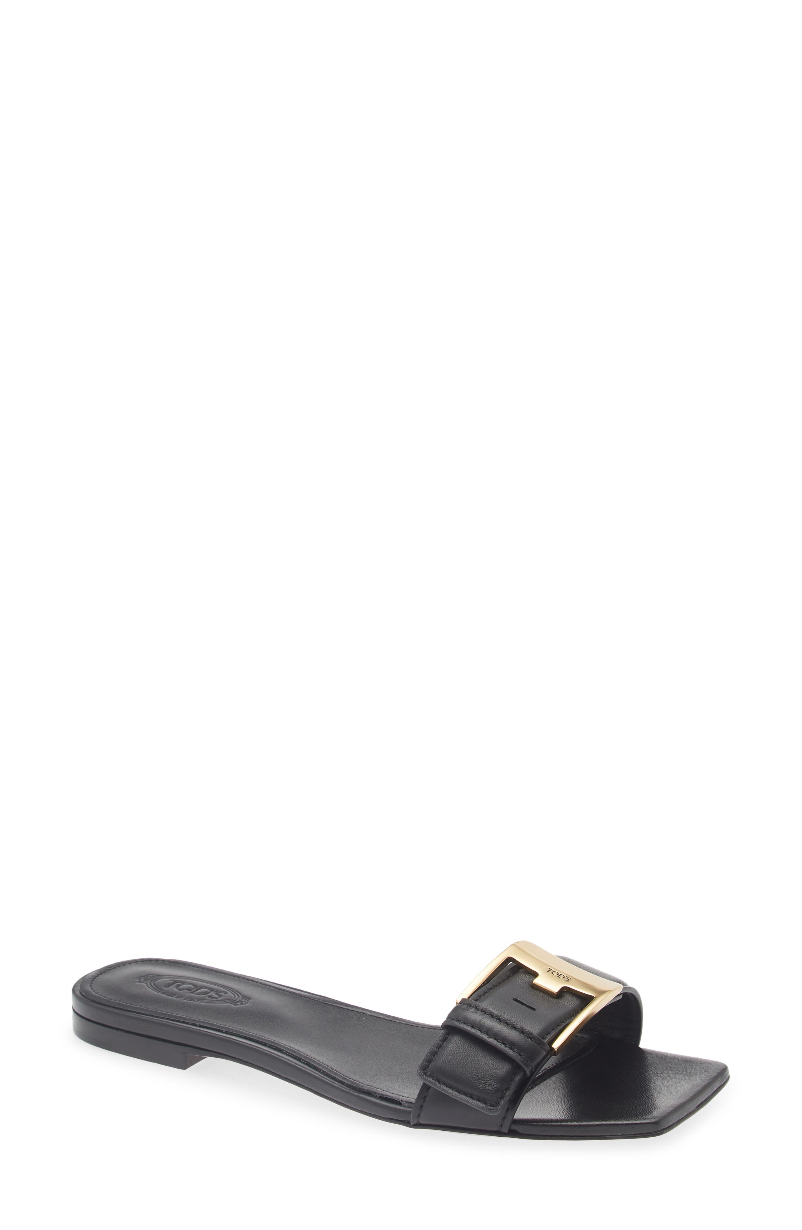 Tod's Buckle Slide Sandal, Main, color, Nero