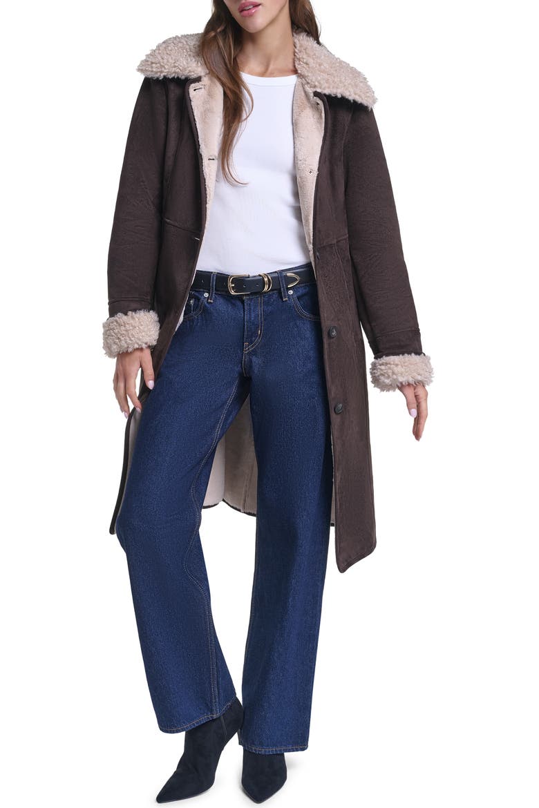Penny Lane Faux Shearling Coat, Main, color, MOLASSES