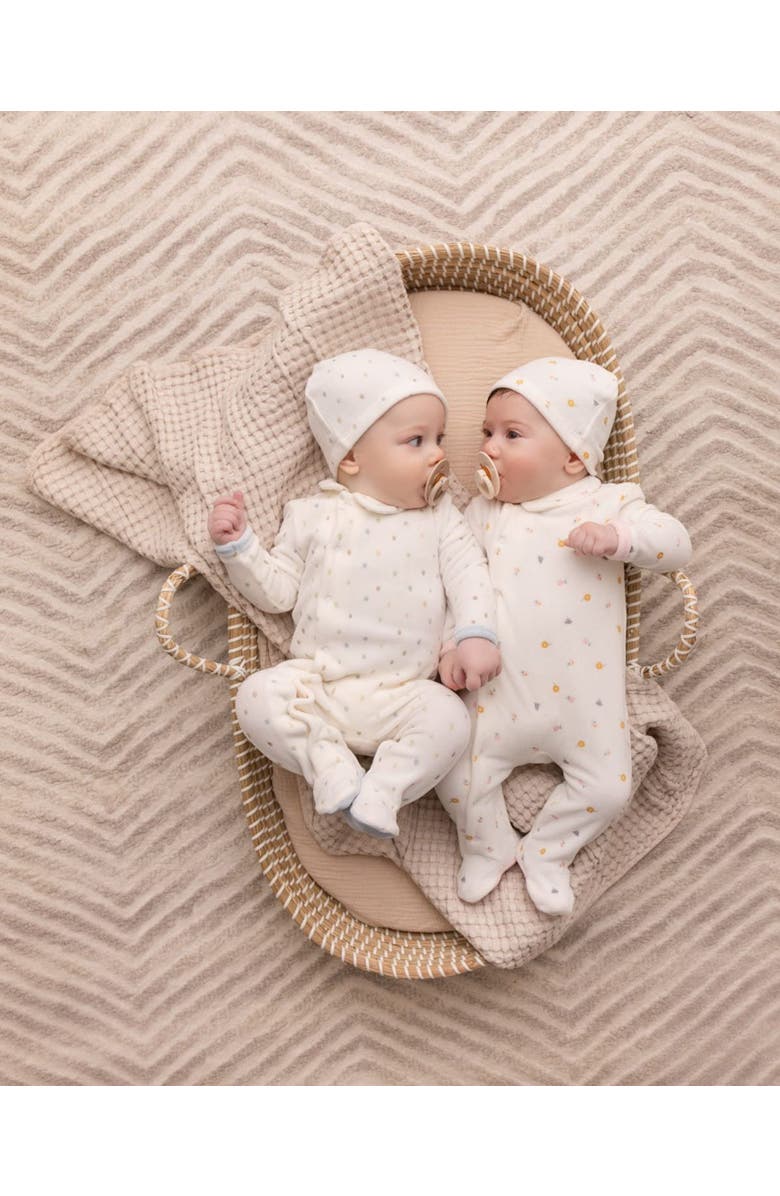 MiniMoi 2 Piece Baby Velour Footie Set, Alternate, color, Marshmallow