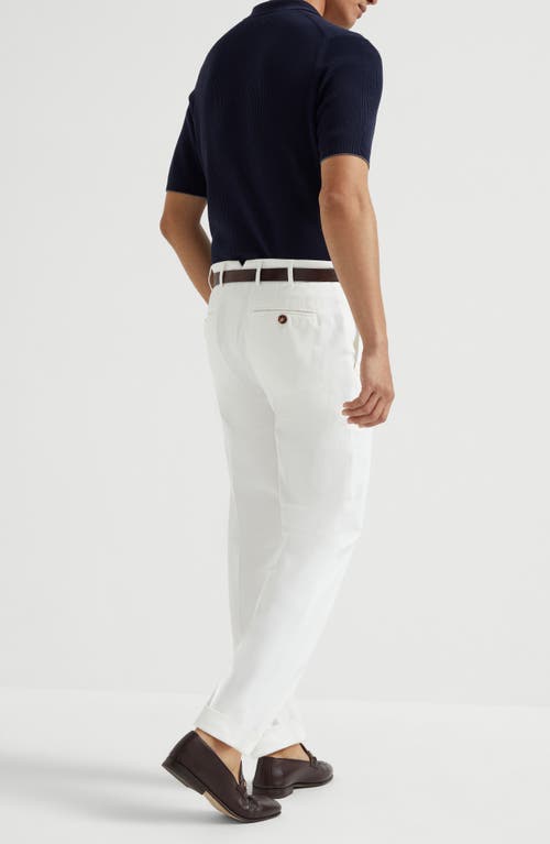 Brunello Cucinelli Gabardine Garment Dyed Trousers In White