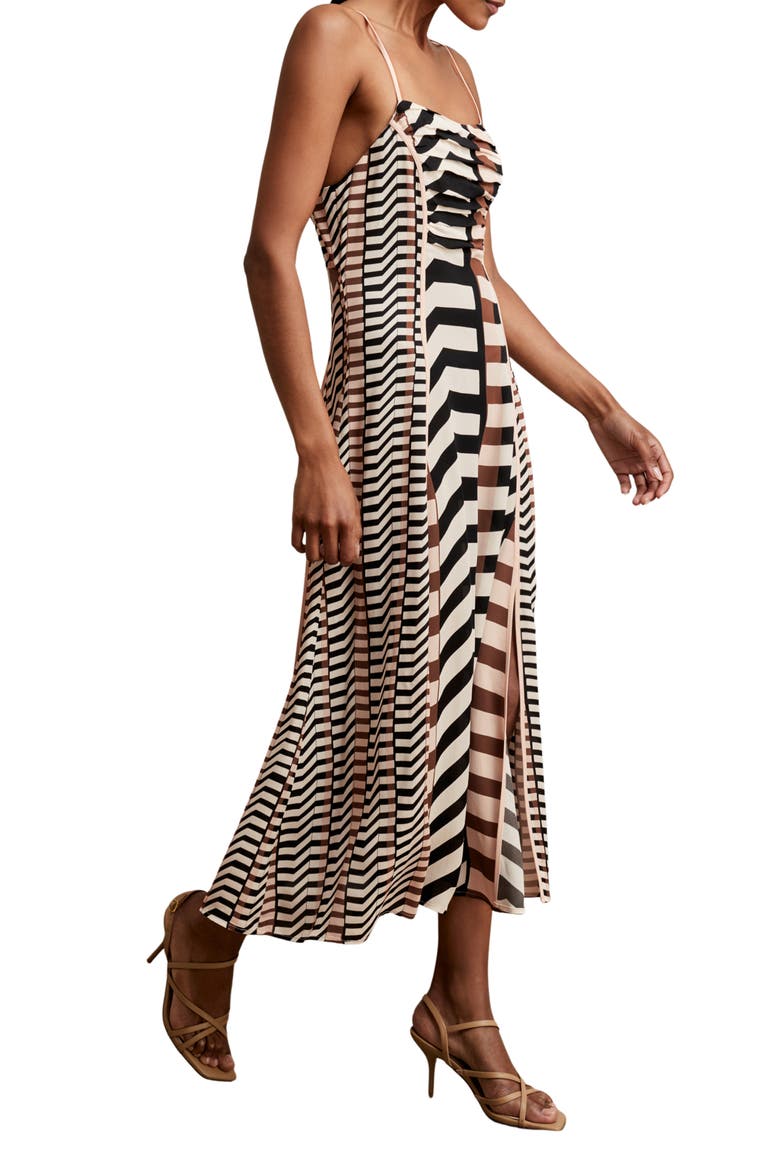 Georgie Stripe Midi Dress, Main, color, BLACK/ BROWN