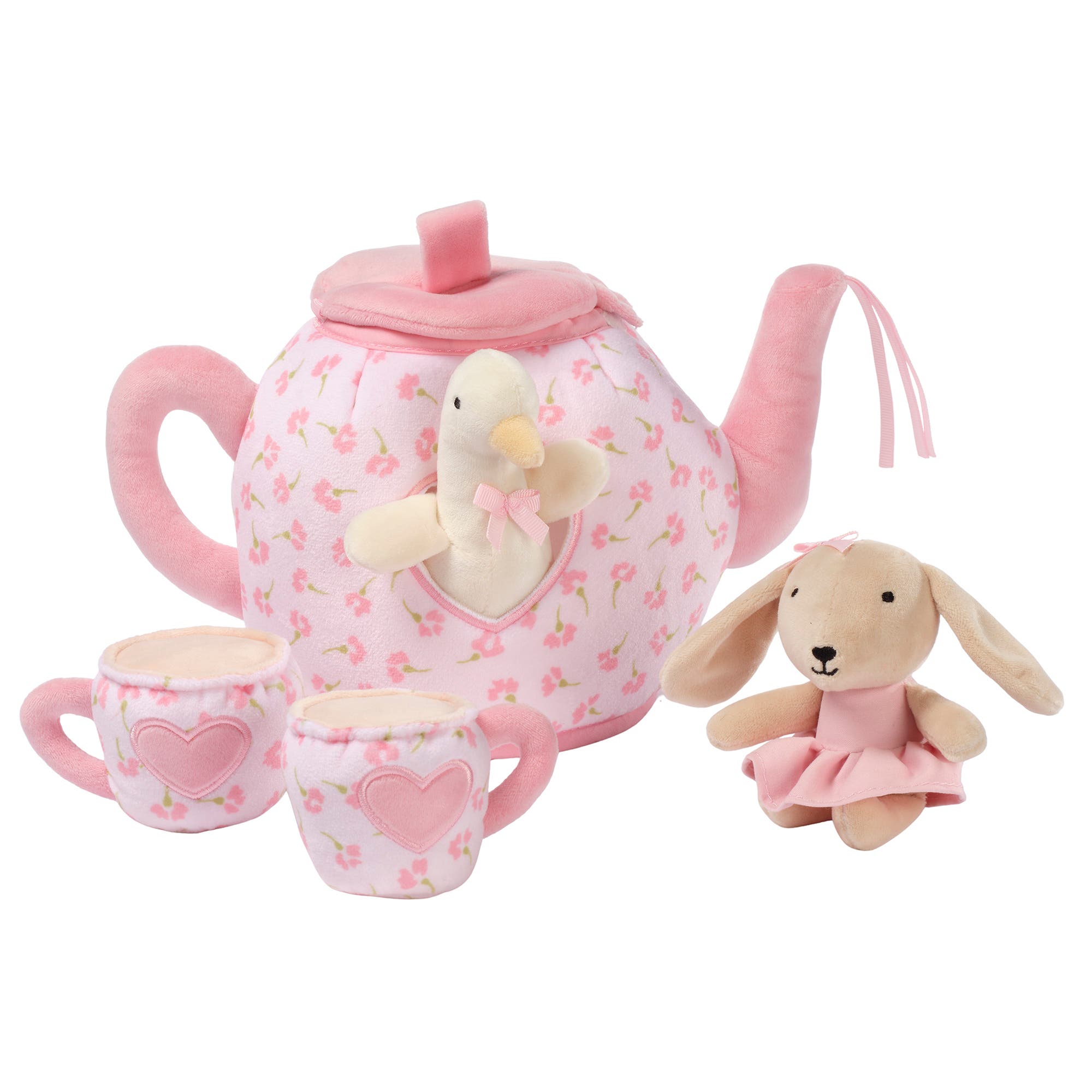 Lambs & Ivy Tea Party Interactive Plush Playset Toy w/ Cups, Pot