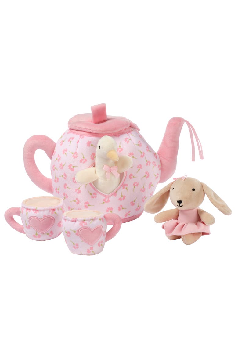 Tea Party Interactive Plush Playset Toy w/ Cups, Pot, Goose & Bunny, Alternate, color, Pink