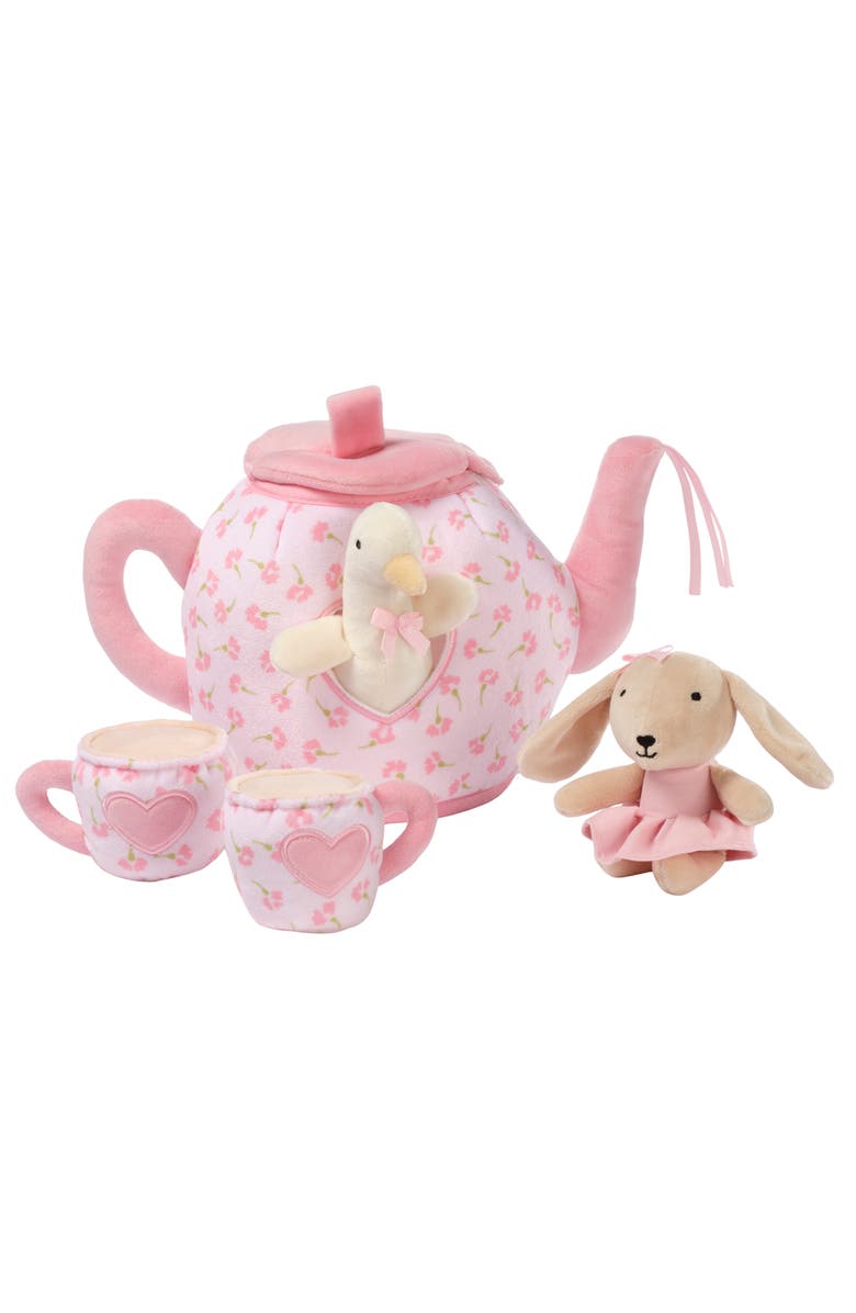 Lambs & Ivy Tea Party Interactive Plush Playset Toy w/ Cups, Pot, Goose & Bunny, Alternate, color, Pink