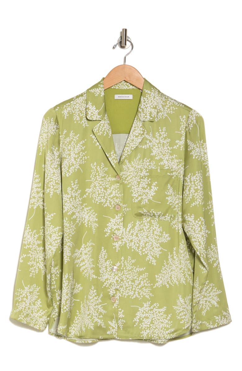Rebecca Taylor Fleur Silk Blend Button-Up Shirt, Alternate, color,