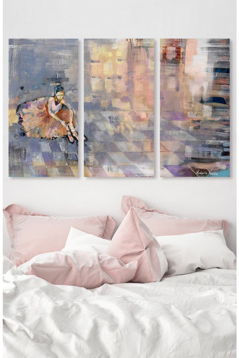 Ballerina Canvas Triptych Wall Art, Alternate, color, GREY