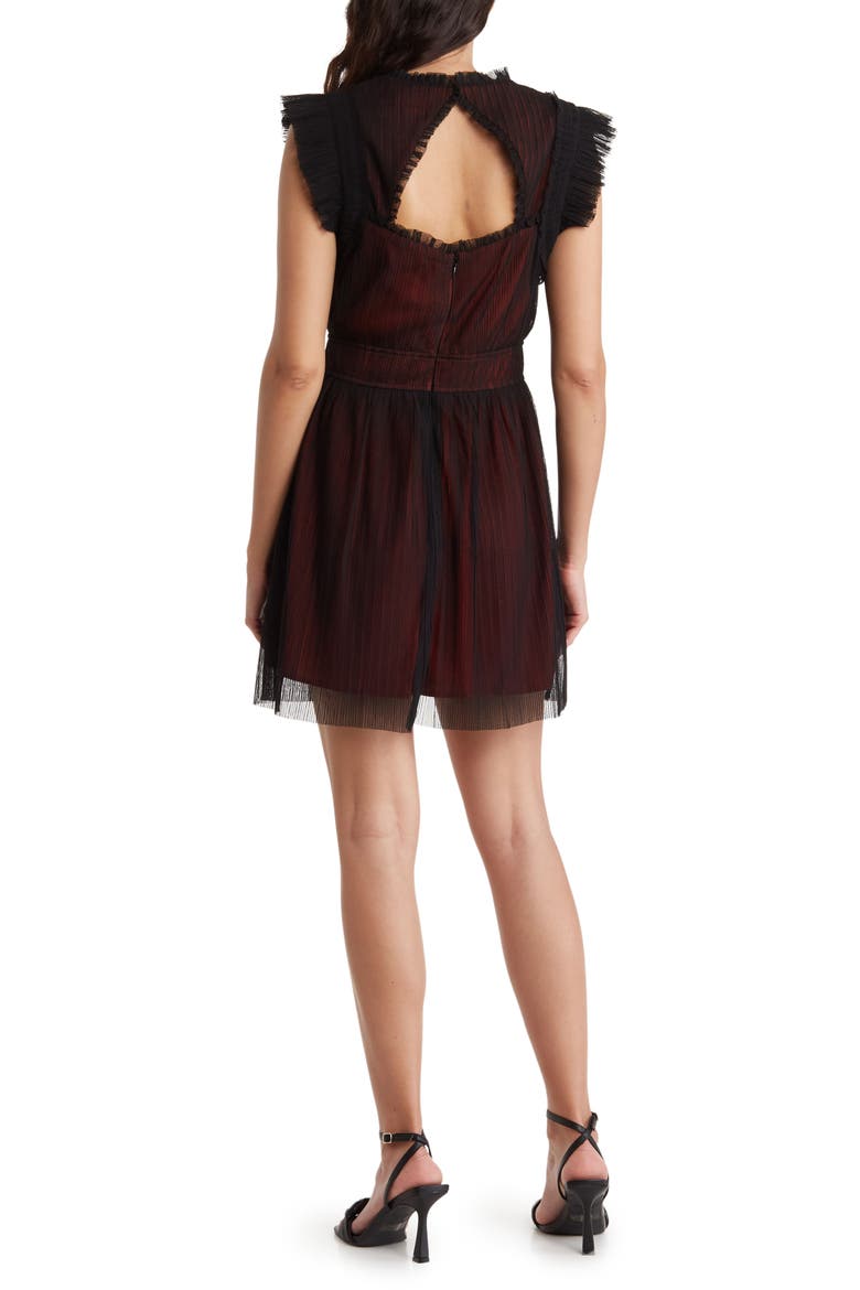 cap sleeve ruffle dress in mixed lace Exquisite Ruffled Notched Cap Sleeve Dress