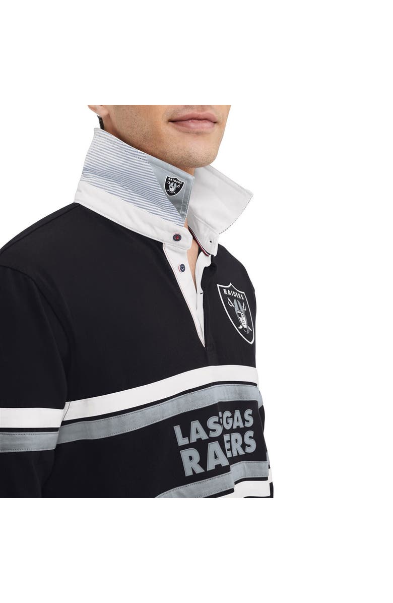Tommy Hilfiger Men's Tommy Hilfiger Black Las Vegas Raiders Cory Varsity Rugby Long Sleeve T-Shirt, Alternate, color,