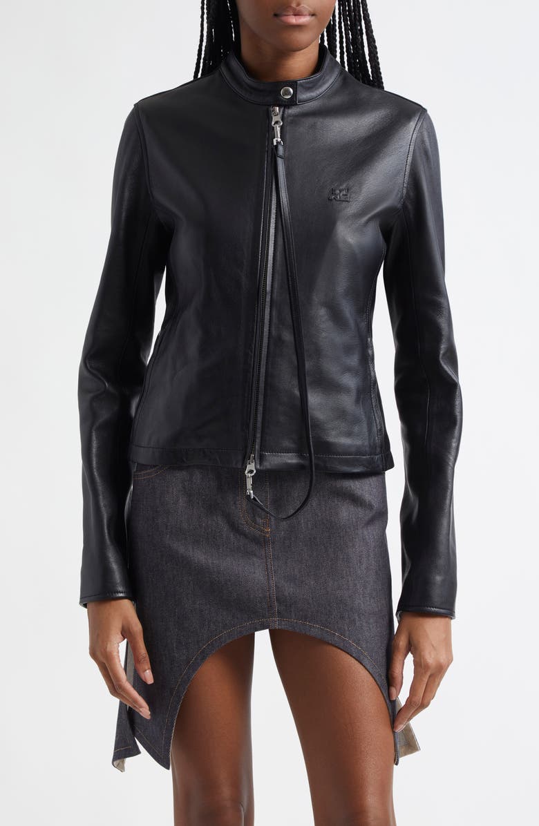 Courrèges City Leather Biker Jacket, Main, color, 