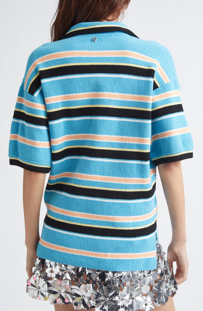 Rabanne Stripe Terry Cloth Polo, Alternate, color, Rayures Eponge Bleu/ Noir
