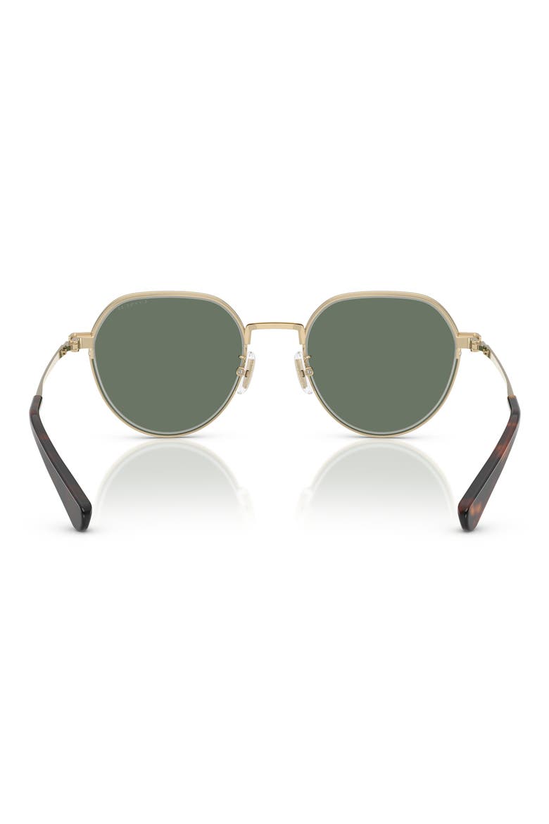 52mm Irregular Round Sunglasses, Alternate, color, SHINY LIGHT GOLD / GREEN SOLID