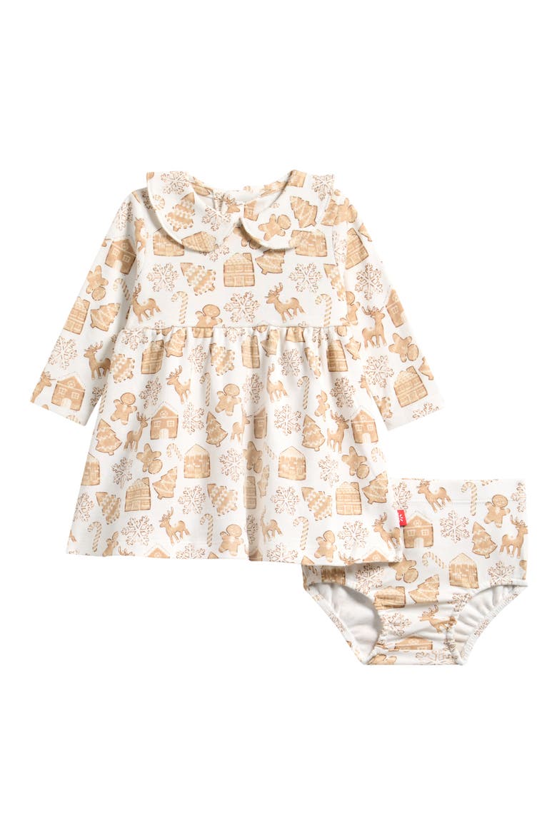 Gingerbread Lane Dress & Diaper Cover Set, Main, color, GINGERBREAD LAN