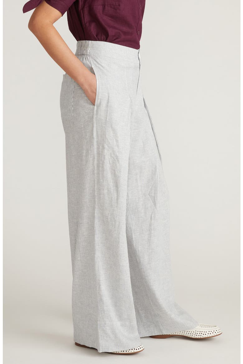 Marley Pleated Linen Blend Wide Leg Pants, Alternate, color, BEACH STRIPE