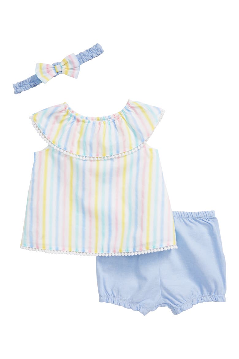 Stripe Shirt, Chambray Shorts & Headband Set, Main, color, MULTI