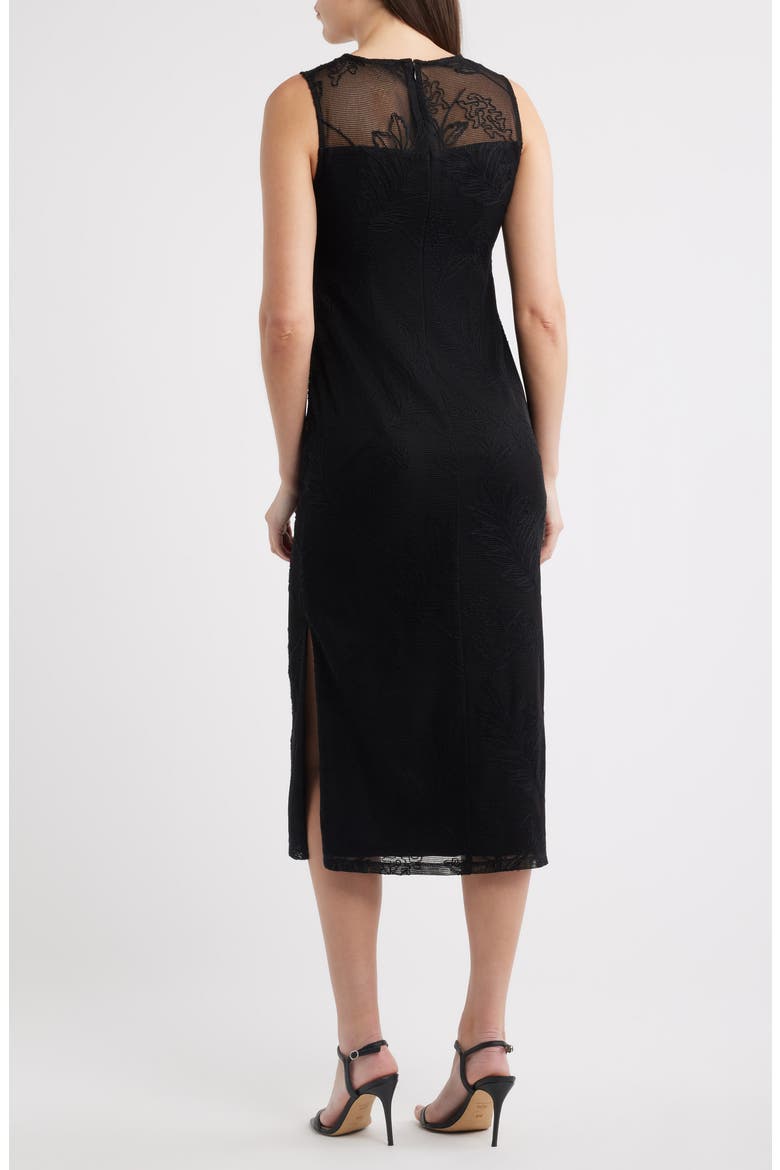 Embroidered Mesh Sleeveless Sheath Dress, Alternate, color, ANNE BLACK