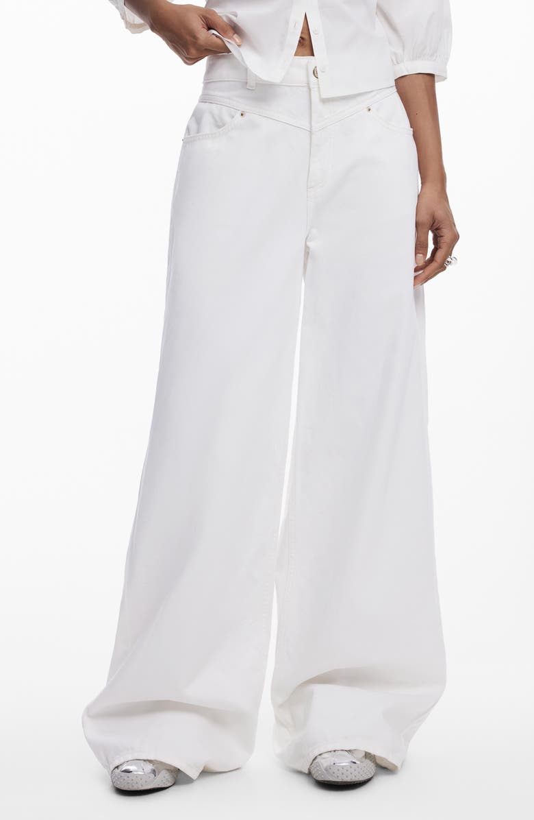 Desigual Wide Leg Flare Jeans, Main, color, 