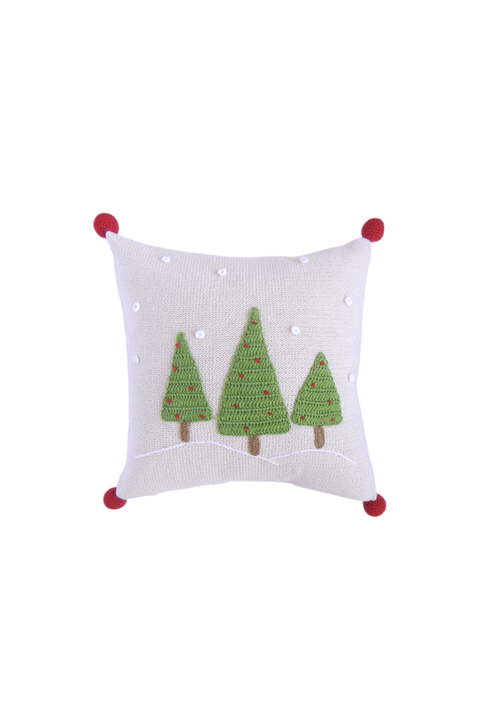 12" Three Tree Pillow, Ecru
