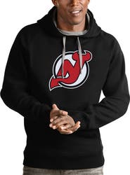ANTIGUA Men's Antigua Black New Jersey Devils Logo Victory Pullover Hoodie