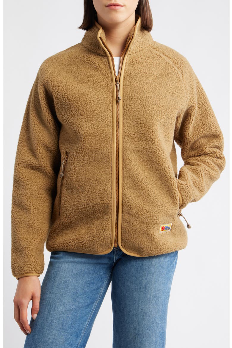 Women's Vardag Pile Fleece Zip Jacket, Alternate, color, BUCKWHEAT BROWN