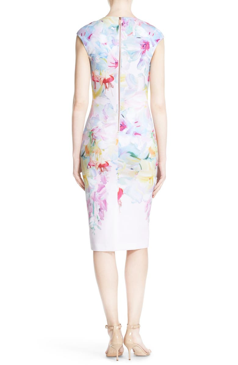 Ted Baker London 'Bathany' Floral Print Body-Con Midi Dress, Alternate, color, 
