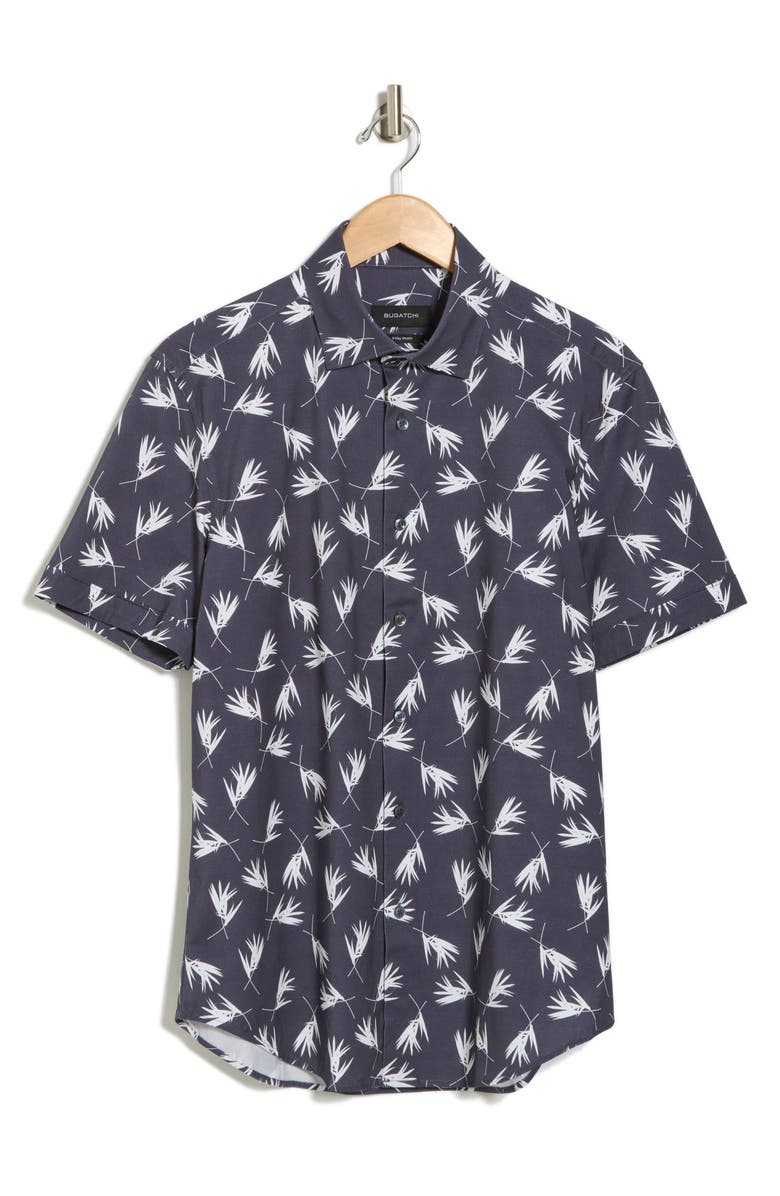 Bugatchi Miles Short Sleeve Stretch Button Up Shirt, Alternate, color,
