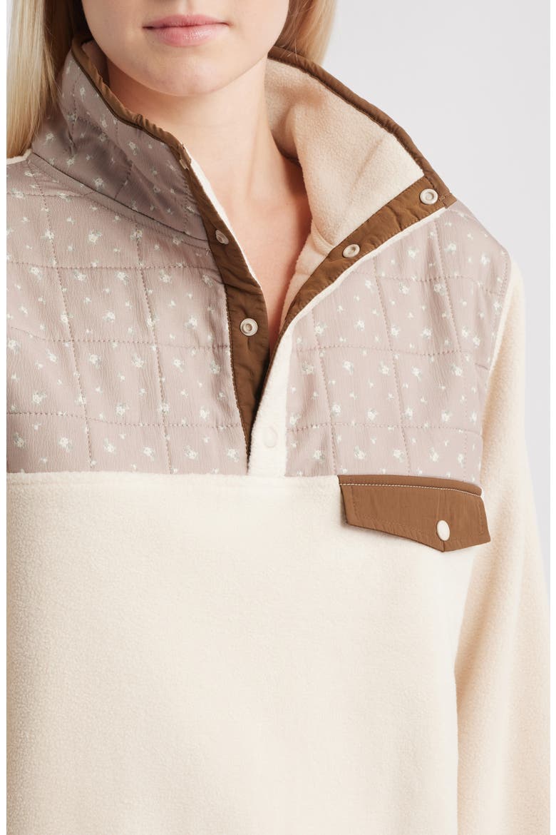 Cinnamon Petals Fleece Quarter Snap Pullover, Alternate, color, LIGHT KHAKI
