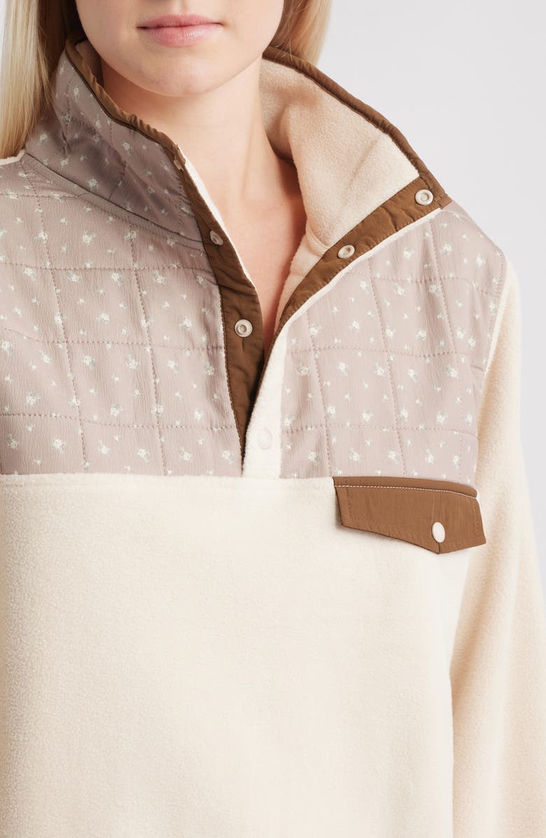 HAPPY CAMP3R Cinnamon Petals Fleece Quarter Snap Pullover, Alternate, color, Light Khaki