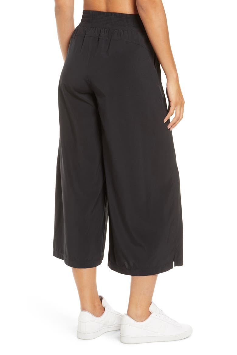Getaway Flowy High Waist Crop Wide Leg Pants, Alternate, color, BLACK