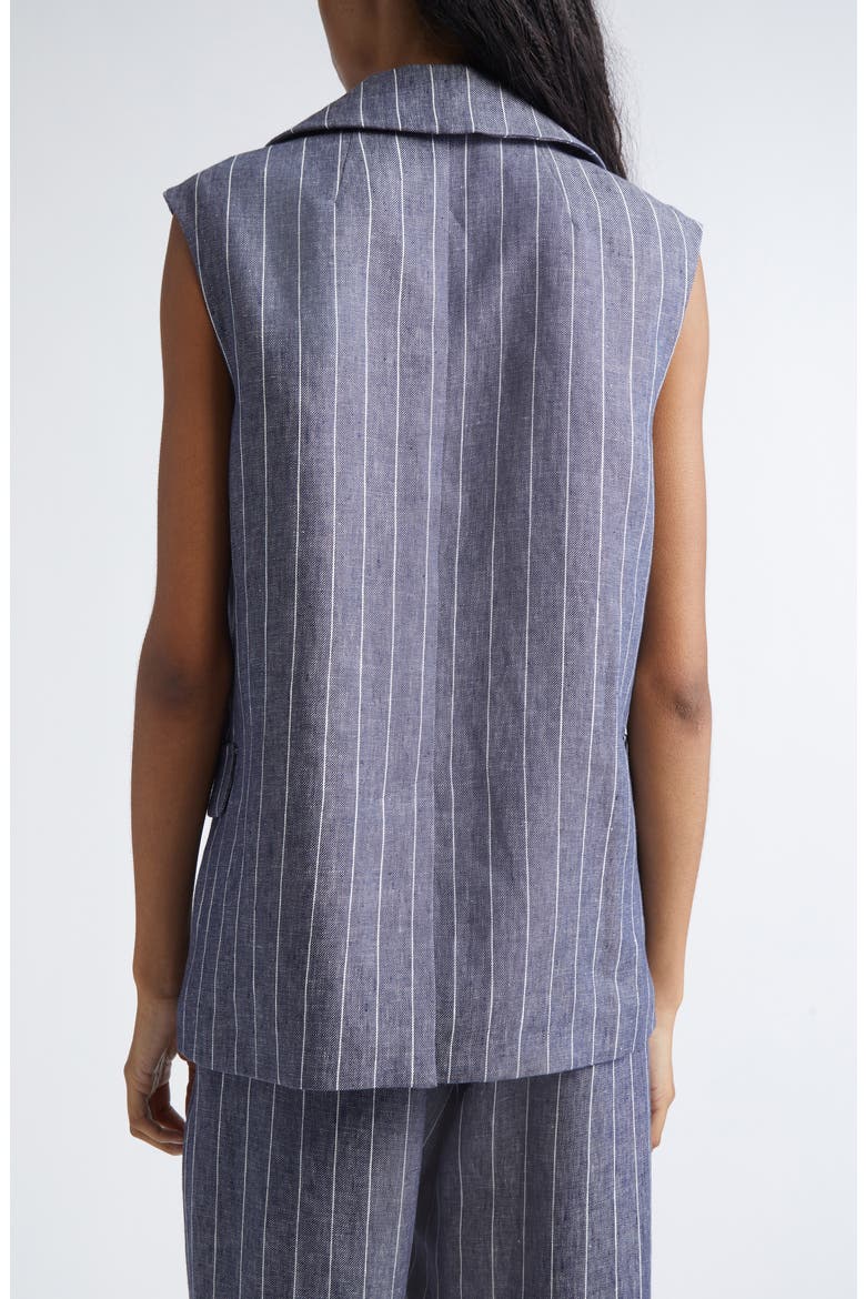 Ballo Pinstripe Double Breasted Linen Vest, Alternate, color, ULTRAMARINE