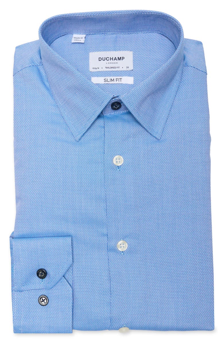 Duchamp Slim Fit Textured Stretch Cotton Dress Shirt, Alternate, color, Blue