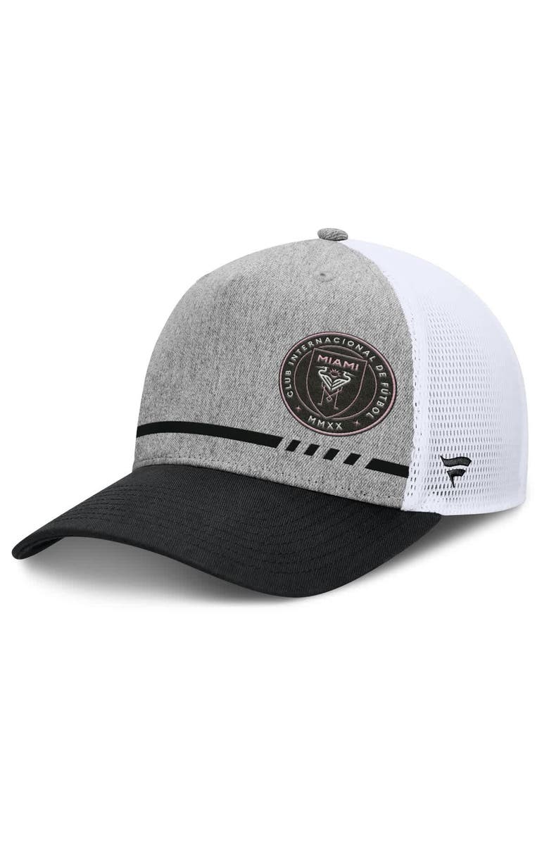 FANATICS Men's Fanatics Heather Gray Inter Miami CF Low Block Trucker Adjustable Hat, Main, color, 
