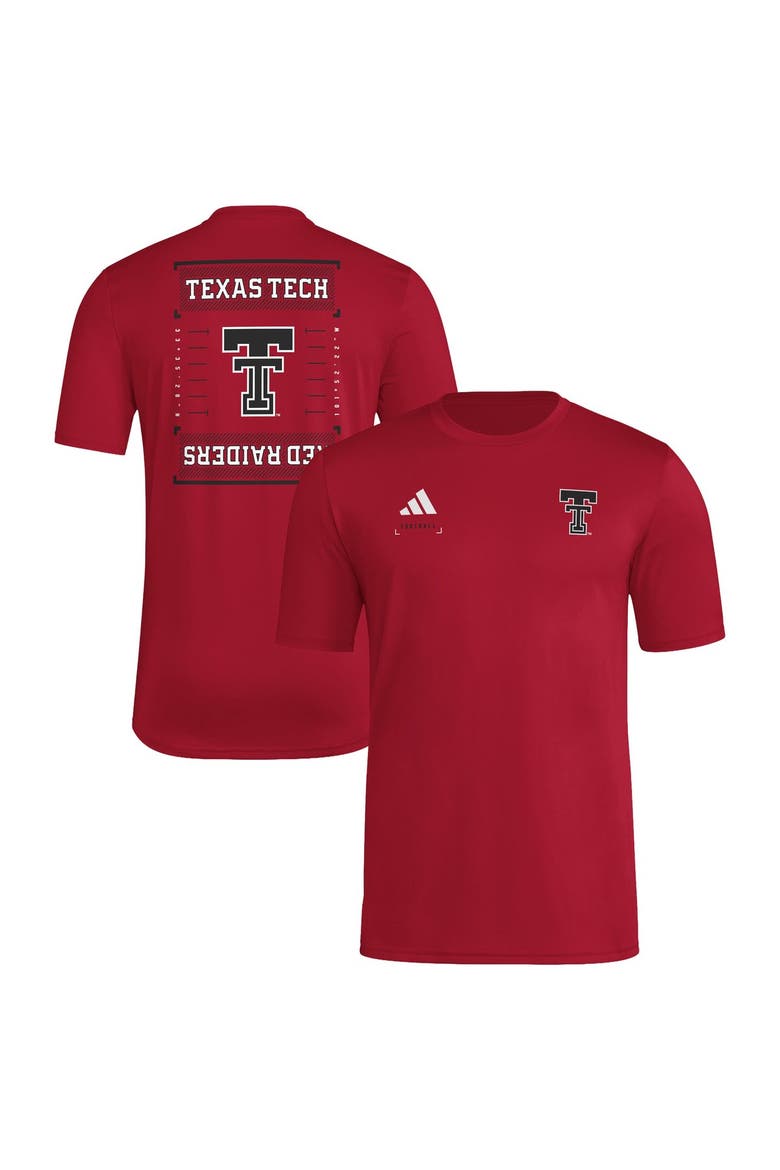 Men's adidas Red Texas Tech Red Raiders Locker Football Icon AEROREADY Pre-Game T-Shirt, Main, color, Red
