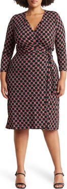 Renee C Printed V-Neck Jersey Wrap Dress